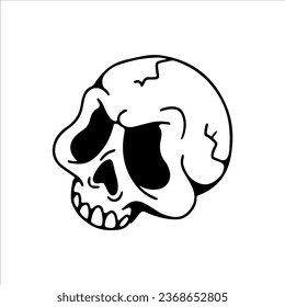 cracked skull doodle vector illustration