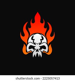 cráneo raqueado con arte de diseño abstracto de incendios