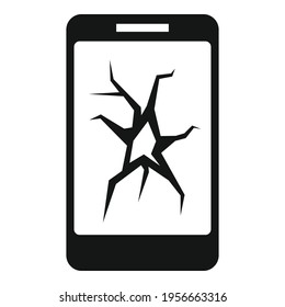 Cracked smartphone display icon. Simple illustration of Cracked smartphone display vector icon for web design isolated on white background