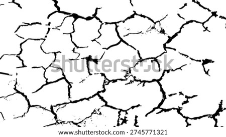 Cracked soil texture transparent. Surface cracks and fissures in ground.  Grange letterpress background, Crack seamless pattern. Cracked white wall texture.