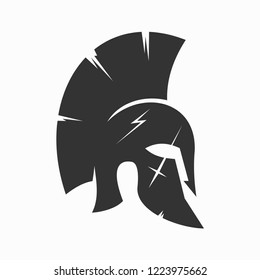 Cracked Spartan Helmet Logo Vector