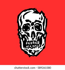 cracked spooky skull vector illustration