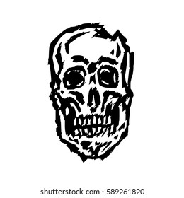 cracked spooky skull vector illustration