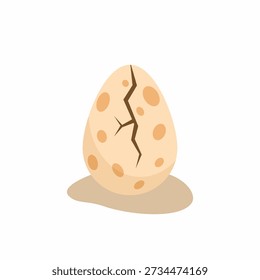 Ilustración vectorial de huevo de dinosaurio manchado agrietado, ícono de huevo para incubar prehistórico para la educación de los niños, juegos y gráficos de museos de naturaleza