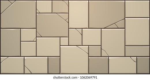 Cracked Stone Block Wall