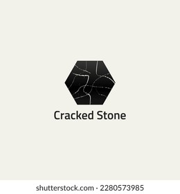 Logo de piedra rota en forma de hexágono.