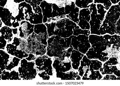 Cracked Surface Grunge Texture Vector. Uneven Overlay. Distressed Grungy Effect. Vector Illustration.Black Isolated on White Background. EPS 10.