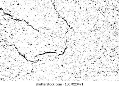 Cracked Surface Grunge Texture Vector. Uneven Overlay. Distressed Grungy Effect. Vector Illustration.Black Isolated on White Background. EPS 10.