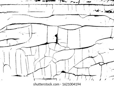 Cracked Surface Grunge Texture Vector. Uneven Overlay. Distressed Grungy Effect. Vector Illustration.Black Isolated on White Background. EPS 10.