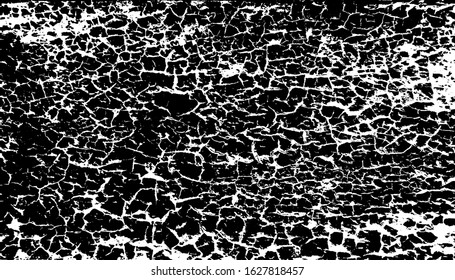 Cracked Surface Grunge Texture Vector. Uneven Overlay. Distressed Grungy Effect. Vector Illustration. Black Isolated on White Background. EPS 10.