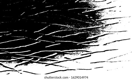 Cracked Surface Grunge Texture Vector. Uneven Overlay. Distressed Grungy Effect. Vector Illustration. Black Isolated on White Background. EPS 10.