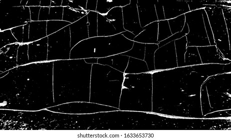 Cracked Surface Grunge Texture Vector. Uneven Overlay. Distressed Grungy Effect. Vector Illustration. Black Isolated on White Background. EPS 10.