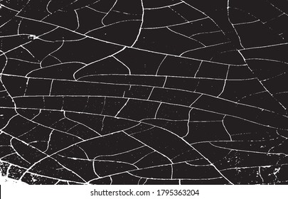 Cracked Surface Grunge Texture Vector. Uneven Overlay. Distressed Grungy Effect. Vector Illustration.Black Isolated on White Background. EPS 10.