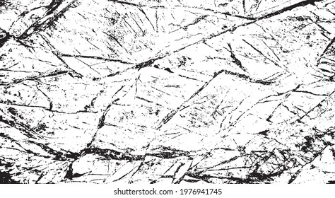 Cracked Surface Grunge Texture Vector. Uneven Overlay. Distressed Grungy Effect. Vector Illustration.Black Isolated on White Background. EPS 10.