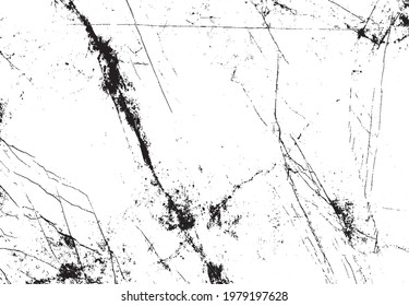 Cracked Surface Grunge Texture Vector. Uneven Overlay. Distressed Grungy Effect. Vector Illustration.Black Isolated on White Background. EPS 10.