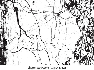 Cracked Surface Grunge Texture Vector. Uneven Overlay. Distressed Grungy Effect. Vector Illustration.Black Isolated on White Background. EPS 10.