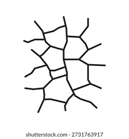 Cracked Surface Line Icon. Drought, Damage, And Structural Weakness Outline Symbol. Environmental Problem Of Dry Ground. Editable Stroke. Isolated Vector Illustration.