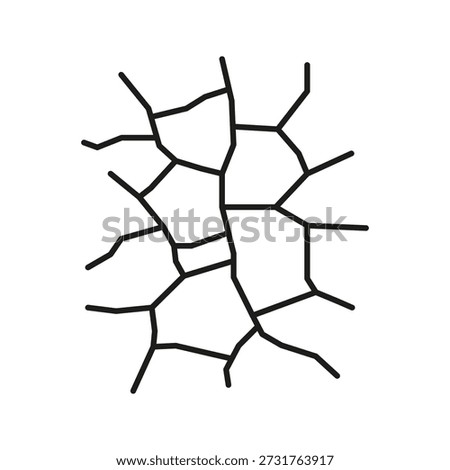 Cracked Surface Line Icon. Drought, Damage, And Structural Weakness Outline Symbol. Environmental Problem Of Dry Ground. Editable Stroke. Isolated Vector Illustration.