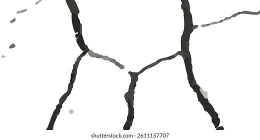 Cracked Surface Textures Designed for Earthquake Damage Simulation, White, and Grey for Authentic Post-Earthquake Effects, Showcasing Realistic Destruction Across Floors, Walls, and Land in Black
