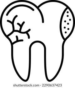 Concepto de dientes agrietados, diseño de iconos vectores de dientes dañados o malos, símbolo de odontología, signo de cuidado de la salud, ilustración de material de instrumentos dentales 