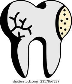 Cracked Teeth concept, Damaged or Bad Tooth vector icon design, Dentures symbol,Oral Healthcare sign, Dental instrument stock illustration