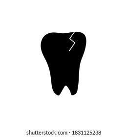 plantilla de logotipo de ilustración de vector de icono de dientes con grietas