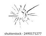 Cracked texture on glass. Broken glass surface on transparent background.	