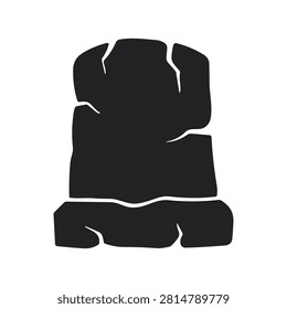 Cracked tombstone icon, simple style