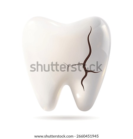 Cracked tooth. 3D realistic of cracked tooth vector illustration. dental care