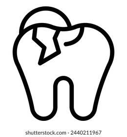 Cracked tooth ache icon outline vector. Broken molar. Swelling teeth problem