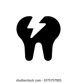 Cracked tooth, caries glyph icon. Dental services and therapy. Vector isolated black illustration.