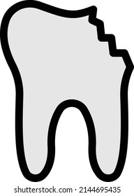 Cracked tooth flat icon, Dental and medicine, vector graphics, a colorful solid pattern on a blue background, eps 10.