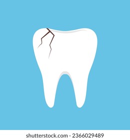 Cracked tooth flat vector illustration