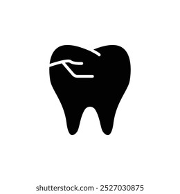 Ícone De Dente Rachado. Esmalte danificado, dentes doloridos. Tratamento dentário, odontologia, conceito de saúde dentária.