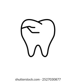 Ícone De Dente Rachado. Esmalte danificado, dentes doloridos. Tratamento dentário, odontologia, conceito de saúde dentária.