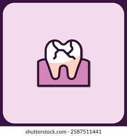 Cracked Tooth Icon: Dental Health Illustration