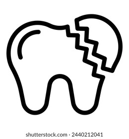 Cracked tooth icon outline vector. Dental illness. Broken teeth problem