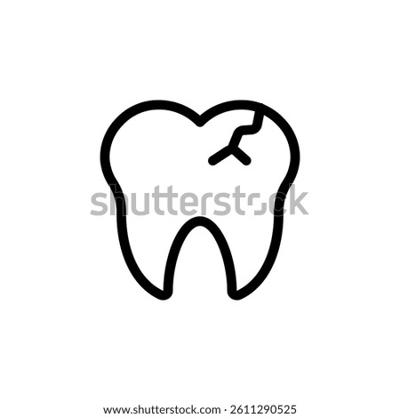 Cracked tooth icon. representing dental problems, decay, and the need for oral care. Simple vector icon for dental health concepts