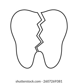 Cracked tooth icon symbolizing dental issues, oral health damage