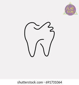 cracked tooth line icon