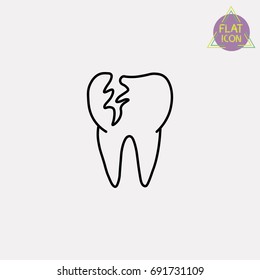 cracked tooth line icon