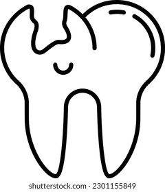 Cracked tooth syndrome concept, crown broken chipped teeth vector icon design, Dentistry symbol,Health Care sign, Dental instrument stock illustration 