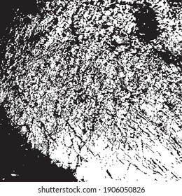 Cracked tree trunk. Aged tree. White design elements on black colour background, vector illustration.