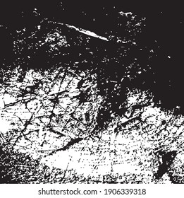 Cracked tree trunk. Aged tree. White design elements on black colour background, vector illustration. 
