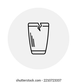cracked tumbler or glassware icon on white background. simple, line, silhouette and clean style. black and white. suitable for symbol, sign, icon or logo