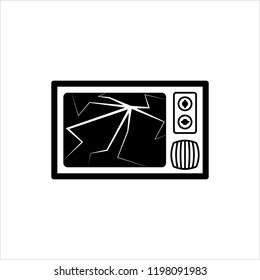 Cracked Tv Screen Icon Vector Art Illustration