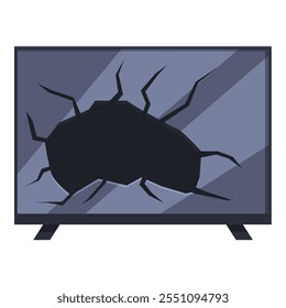 Tela de tv rachada ilustrando eletrônicos quebrados, necessidades de reparo e frustração de dispositivos com mau funcionamento