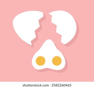 Cracked twin eggs and shells illustration vector