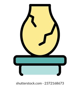 Cracked vase icon outline vector. Making art. Ceramic class color flat