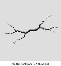 Cracked wall flat vector illustration isolated on white background